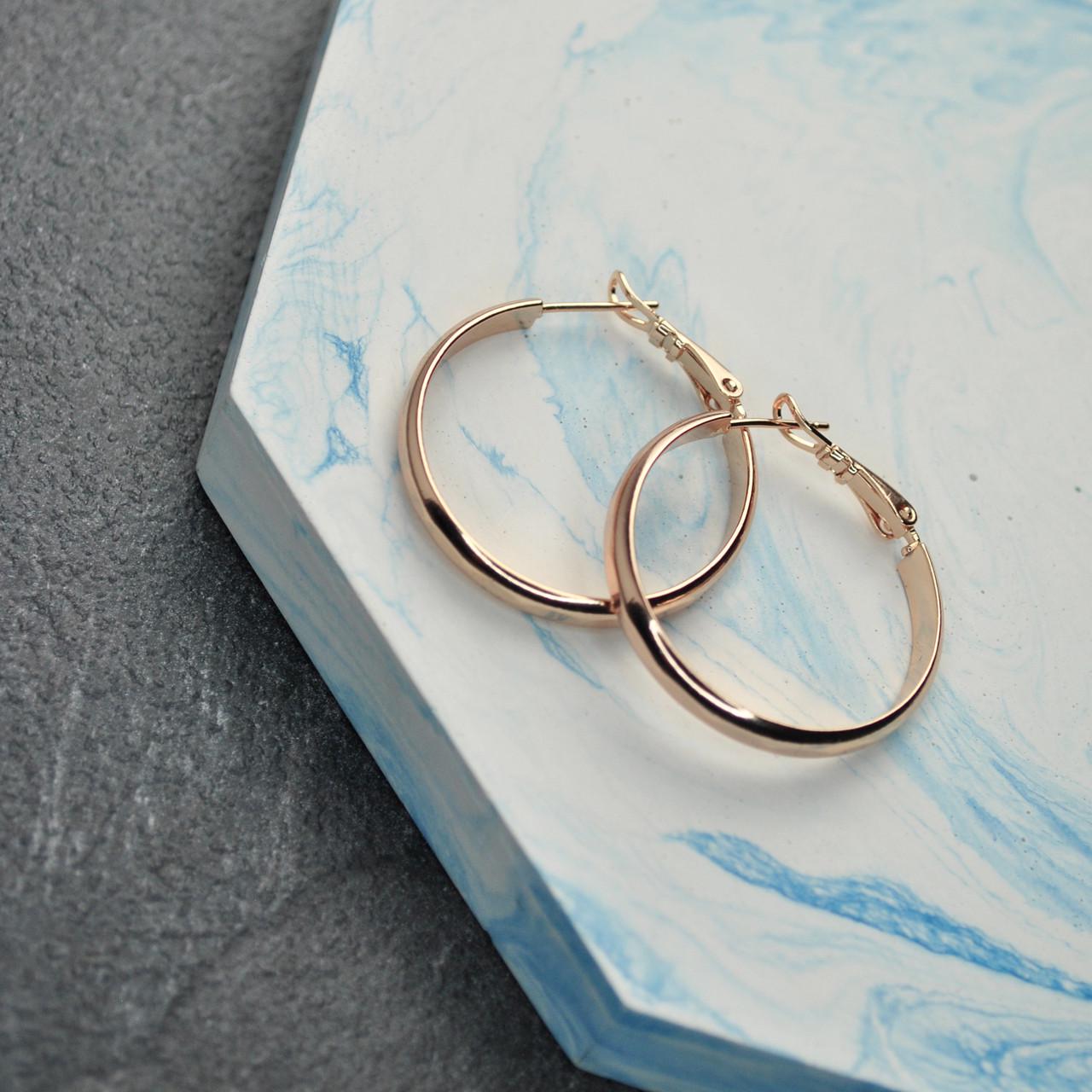 Сережки конго с гранями медицинская сталь позолота 3 см (x038)