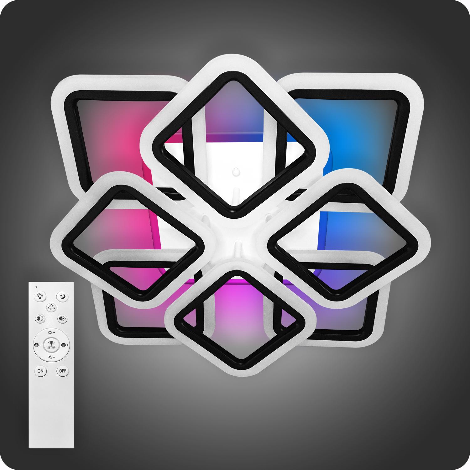 Люстра світлодіодна 517 Light 3color з пультом 144 Вт Чорний (01753)