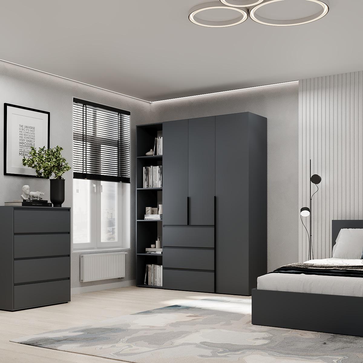 Шкаф распашной комбинированный ART IN HEAD №8 Light 1600x500x2200 мм Графит серый (GALTK087000000) - фото 3