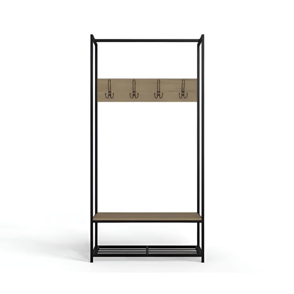 Вешалка модульная напольная Ferrum-decor Трелис 13 ДСП 16 мм 180x90x38 см Черный/Дуб Сонома (FRD-104328)
