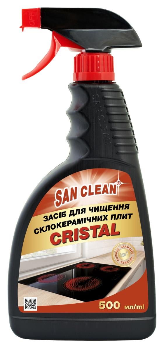 Засіб для чищення склокерамічних плит і поверхонь SAN CLEAN Cristal 500 мл (13710)