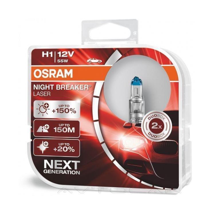 Автолампа H1 Night Breaker Laser+20 12V 55W P14,5s блістер 2 шт. (64150NLHCB)