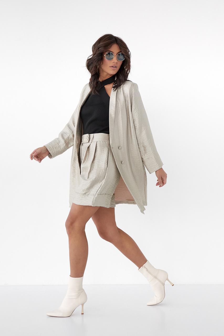 Платье-пиджак QUZU с отложным воротником S Бежевый (9528546) - фото 5 Платье-пиджак QUZU с отложным воротником S Бежевый (9528546) - фото 5