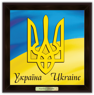 Картина эко Украинская символика Герб Украины 240х240 мм Коричневый (укек000509к20х20)