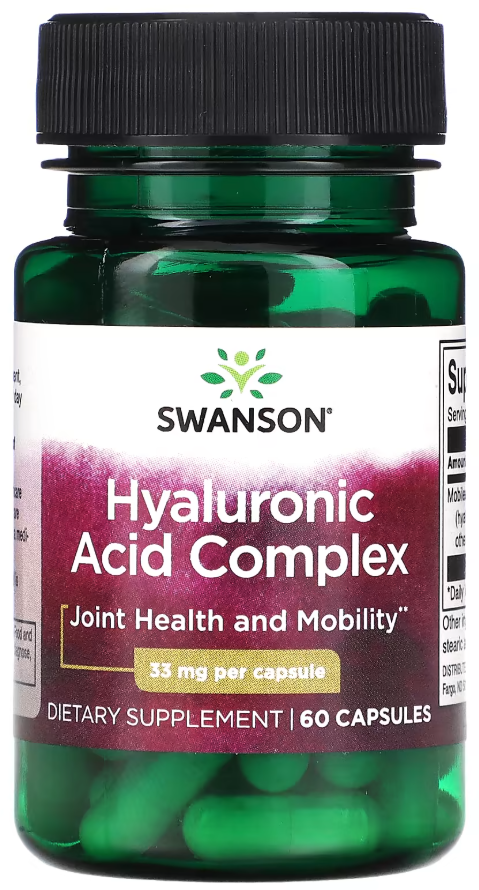 Комплекс Гиалуроновая кислота и коллаген Swanson Hyaluronic Acid Complex 33 мг 60 капсул