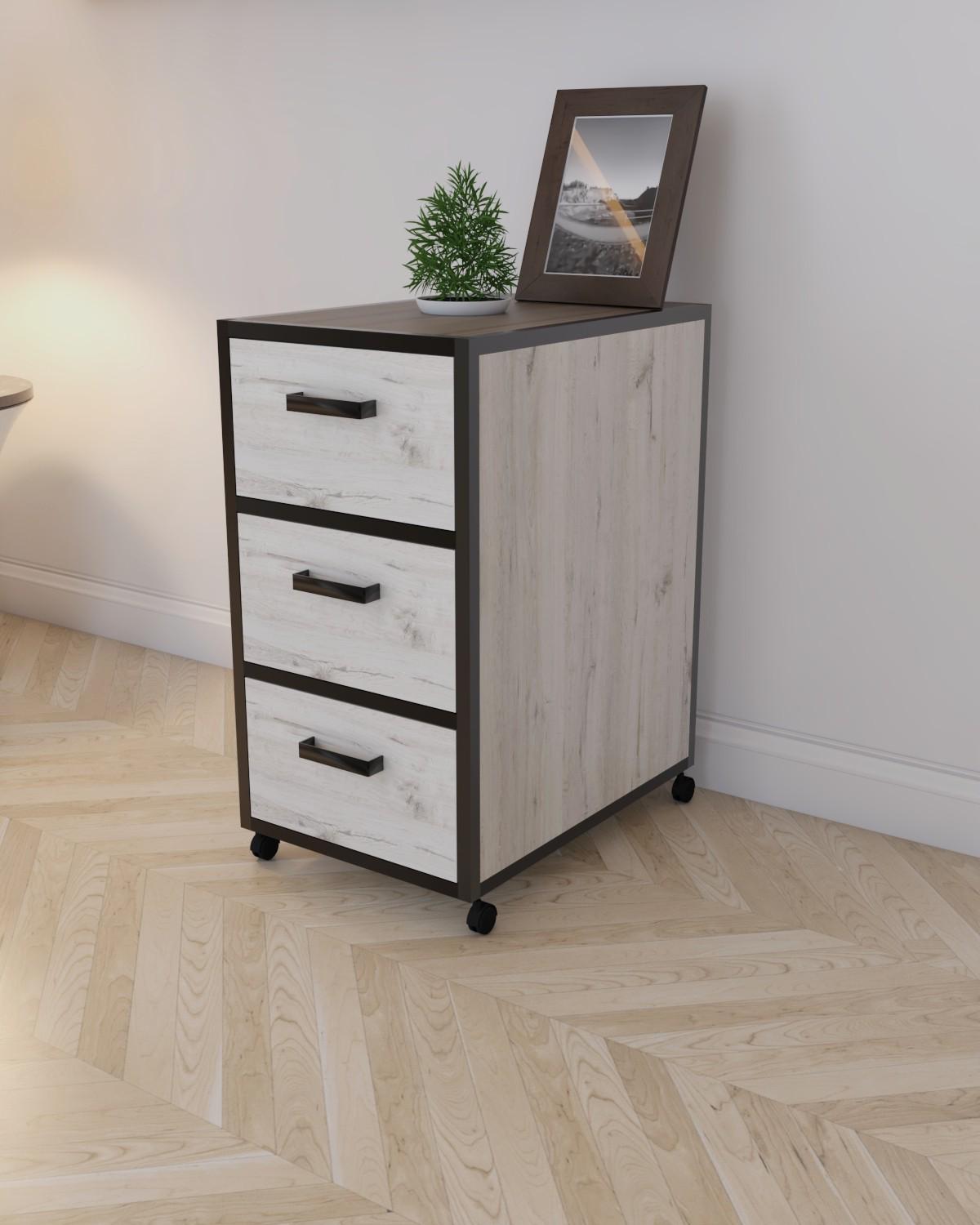 Офисная тумба на колесиках EcoLoft Ронда DSP-1360-2 в стиле лофт Дуб Кортона (32144413)