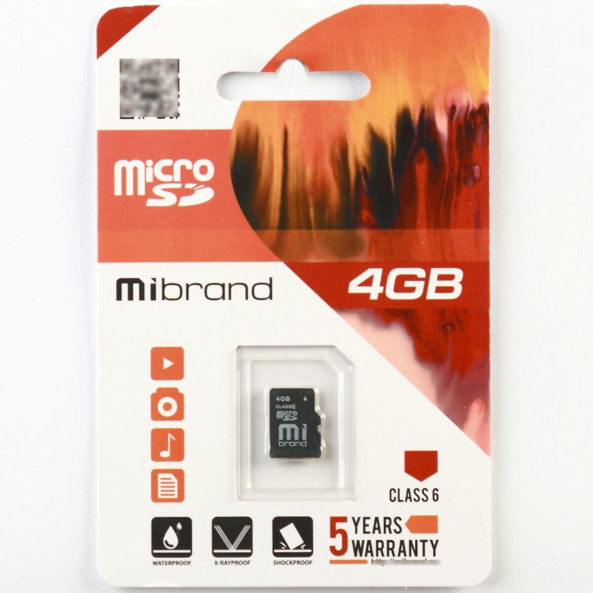 Карта пам'яті microSDHC Mibrand 4 Gb class 6