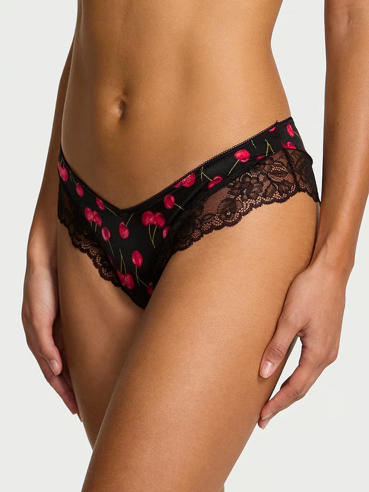 Трусики чики Victoria's Secret Very Sexy Rose Lace-Trim High-Leg Cheeky Panty M Черный (27193572)