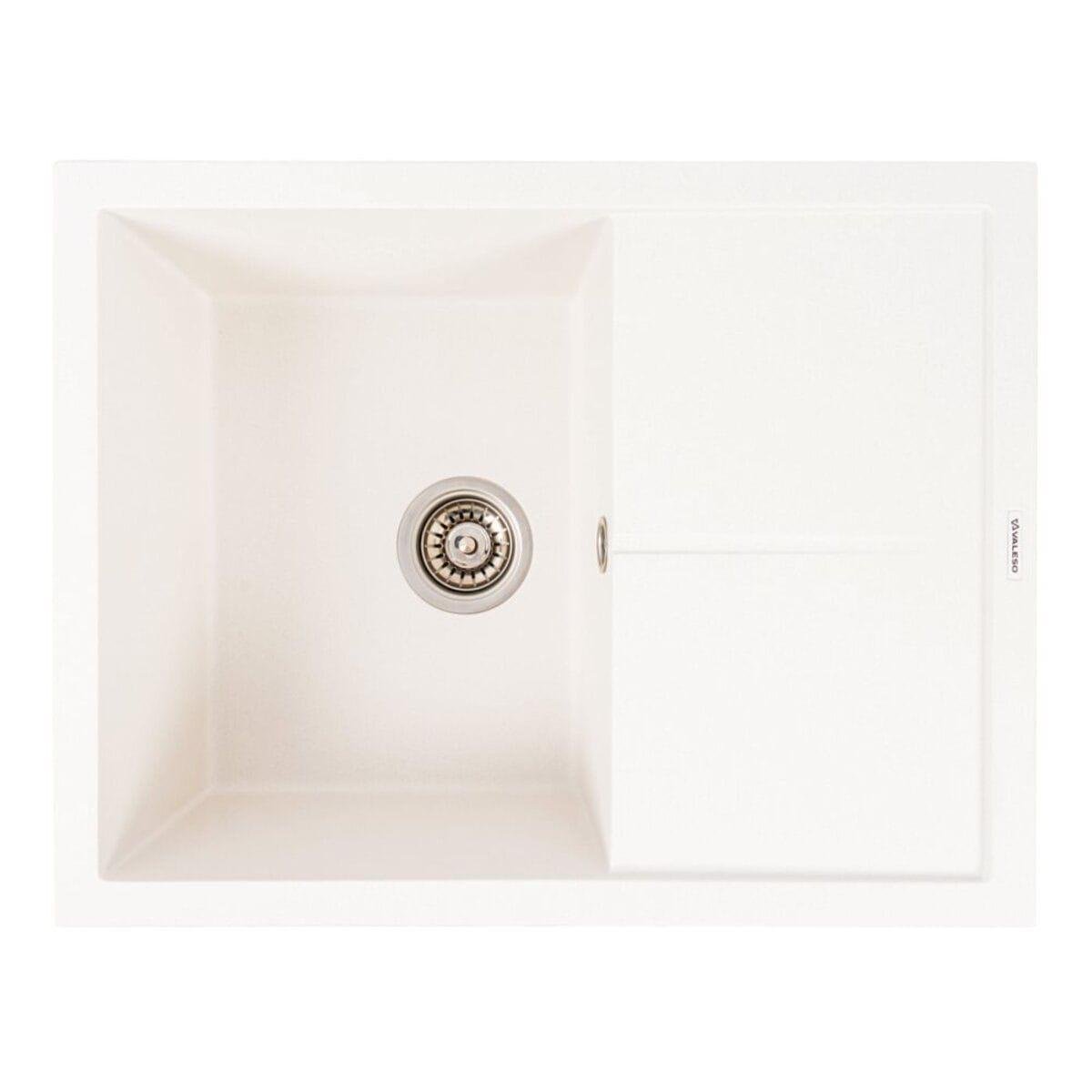 Мойка гранитная Valeso Cripta врезная прямоугольная матовая 650х500 мм Белый
