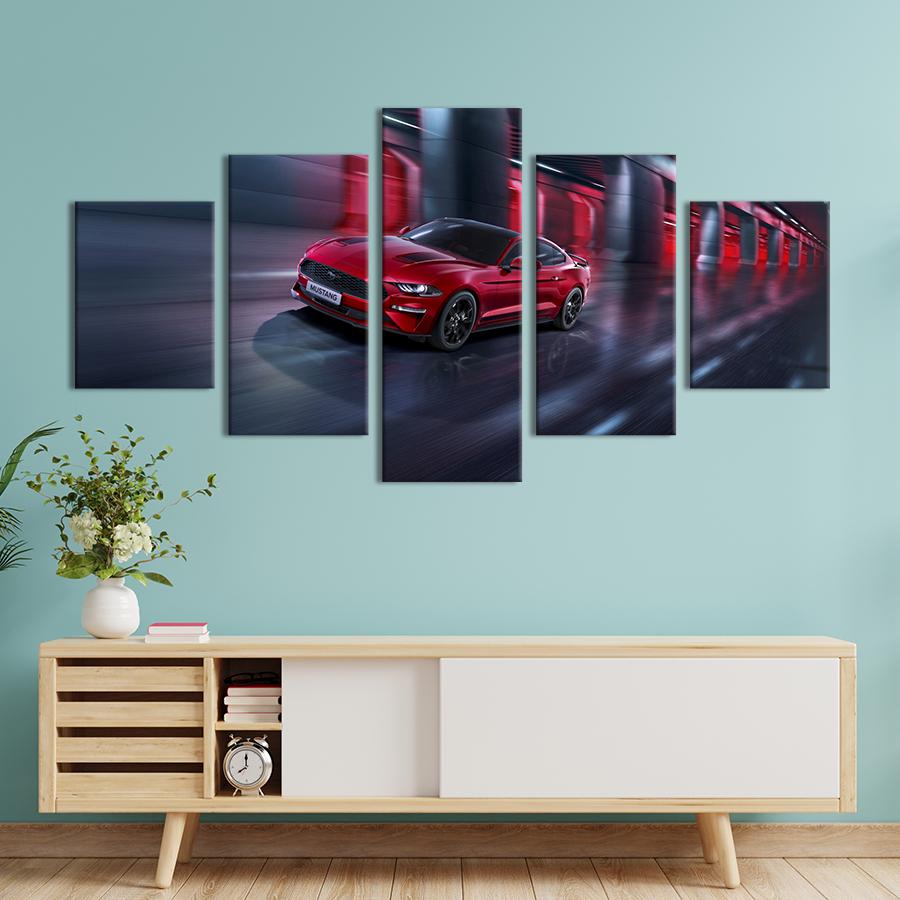 Картина на холсте Ford Mustang в красном цвете 162x80 см (1320-52)