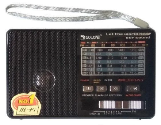 Аккумуляторный радиоприемник GOLON RX-2277 с LED фонариком Черный