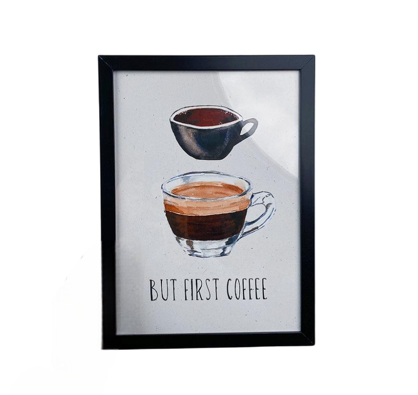Постер в рамке But first coffee 21х30 см A4 (MT4_COF007_BL)