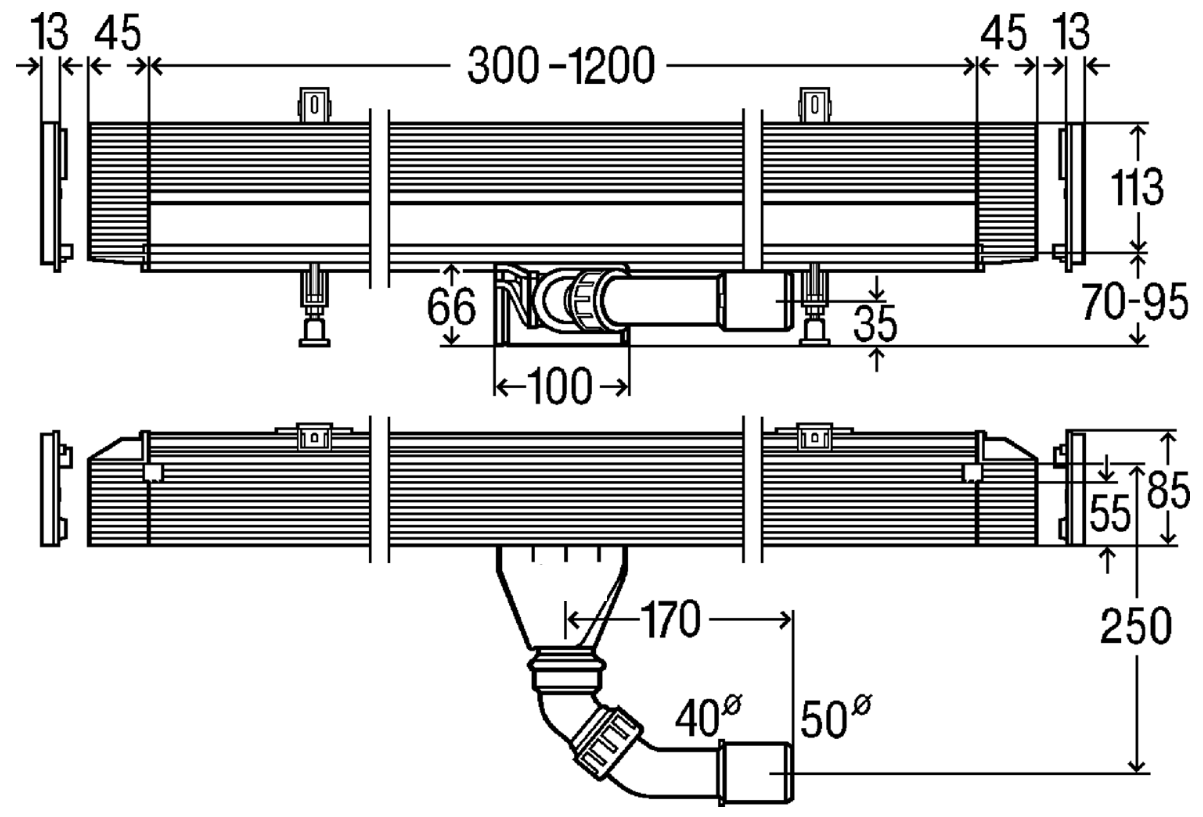 Корпус душового лотка Viega Advantix Vario Wall Drain стіновий 300-1200 мм (736736+736569) - фото 5