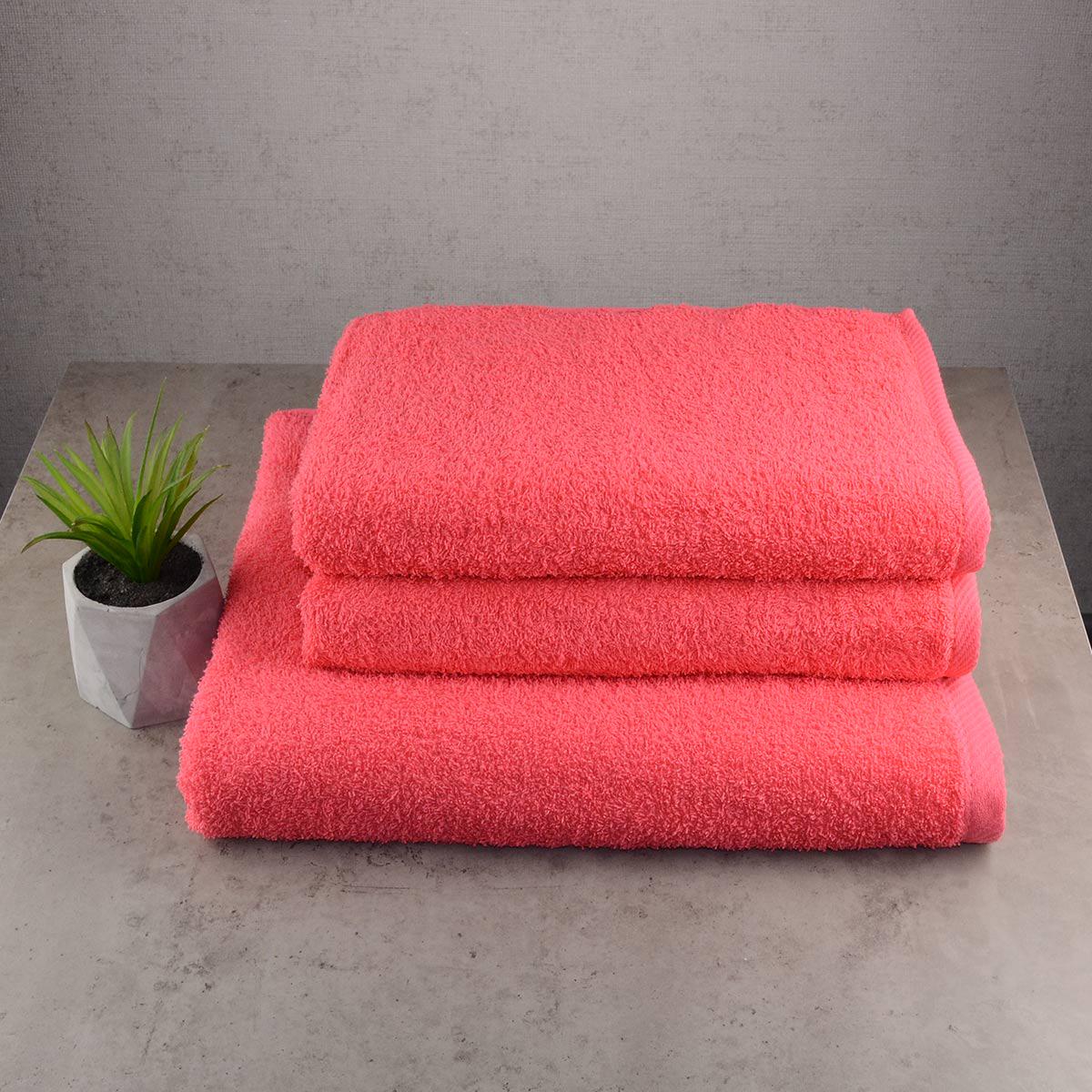 Набор махровых полотенец GM Textile 50х90/70х140 см 3 шт. Коралловый