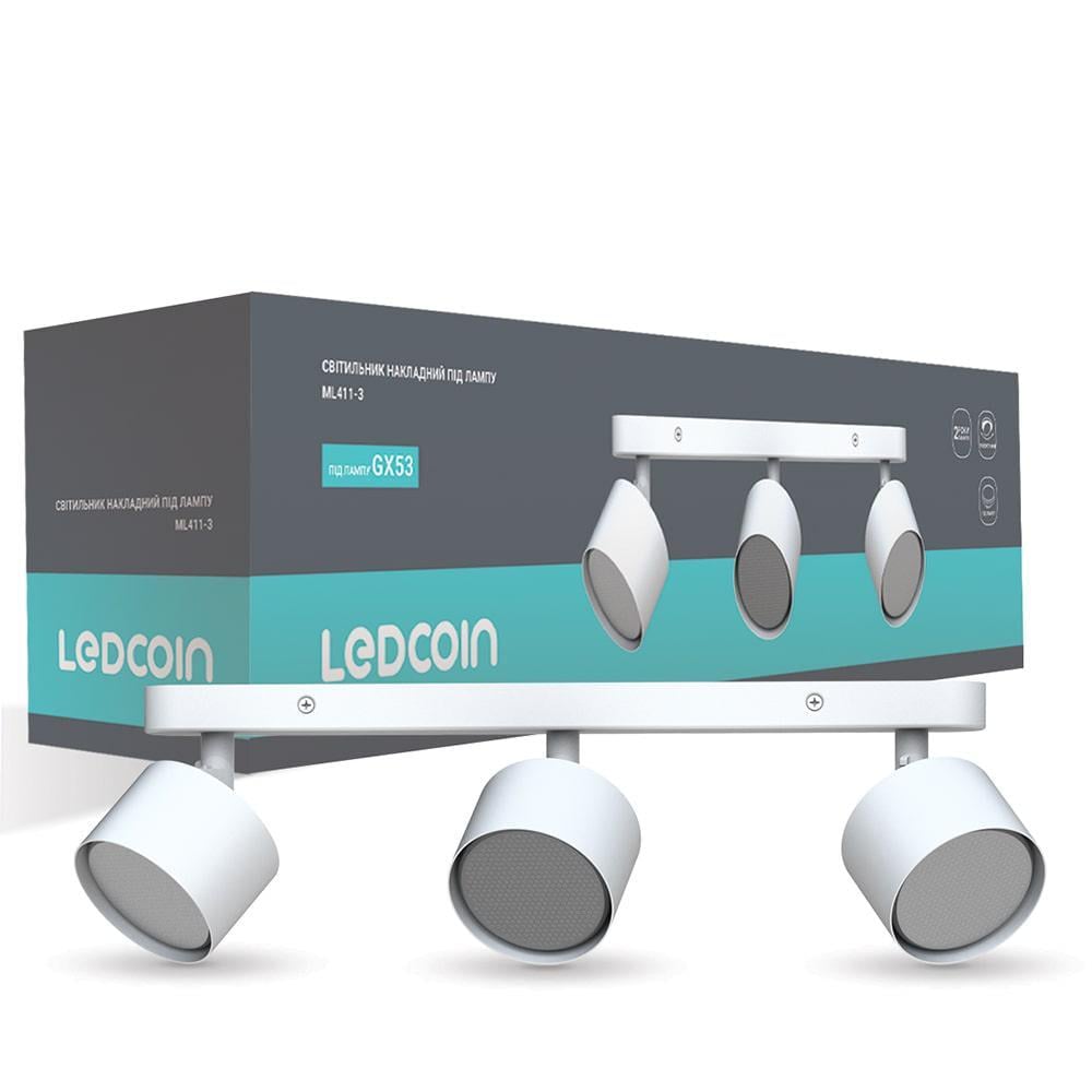 Светильник накладной Ledcoin ML411-3 поворотный спот под лампу GХ53 Белый