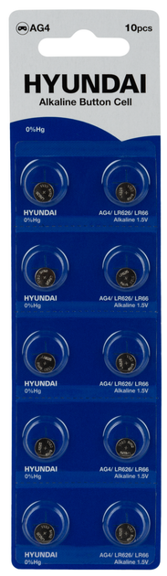 Батарейка алкалінова HYUNDAI AG4 Блістер 10 шт. 10 шт. (6973467019622-E3)