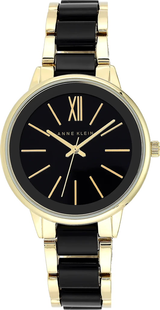 Наручний годинник жіночий Anne Klein AK/1412BKGB з чорним циферблатом Наручний годинник жіночий Anne Klein AK/1412BKGB з чорним циферблатом