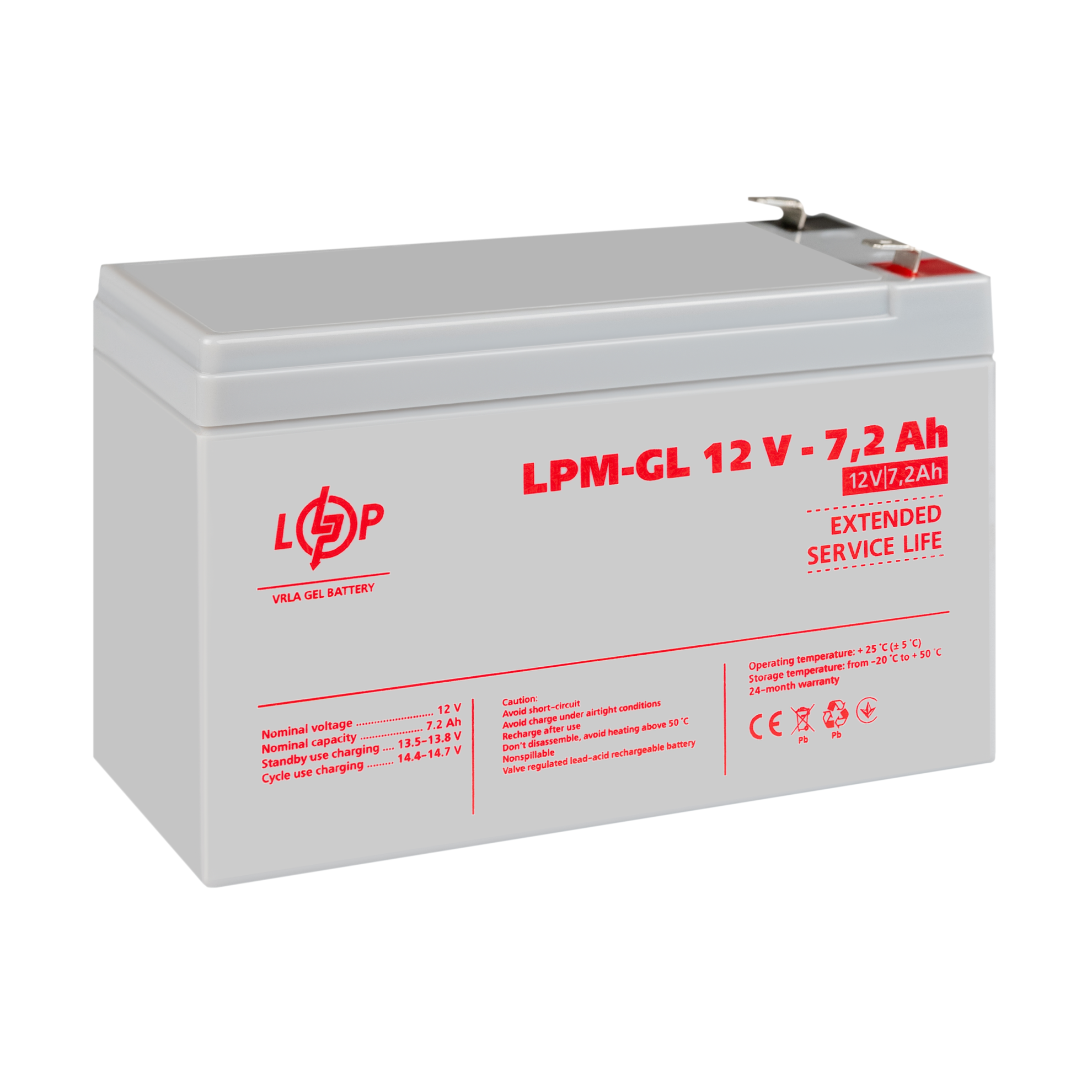 Аккумулятор гелевый LPM-GL 12V-7,2 Ah (6561) - фото 4