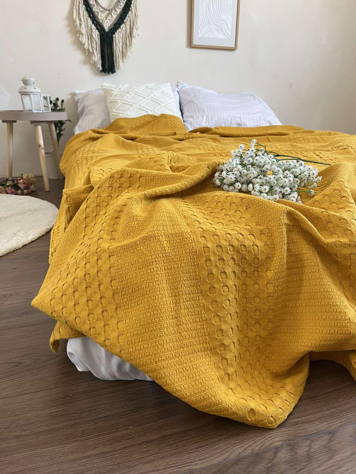 Покривало вафельне Марокко 120х200 см Гірчичний (18094106) - фото 4 Покривало вафельне Марокко 120х200 см Гірчичний (18094106) - фото 4