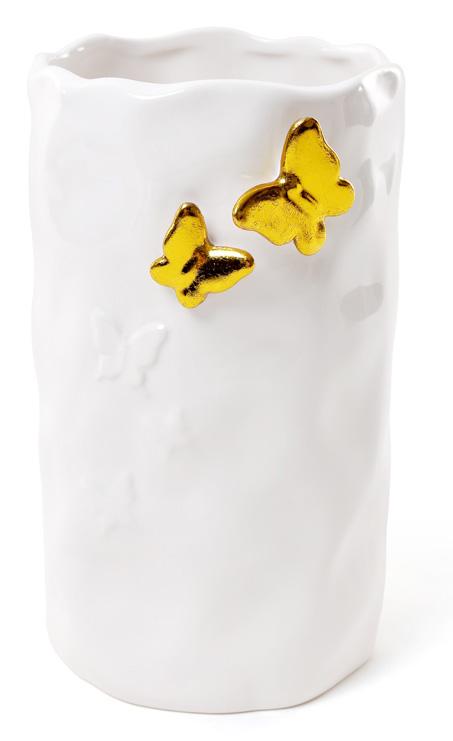 Ваза керамічна Золоті Метелики 19 см Білий (BD-902-120)