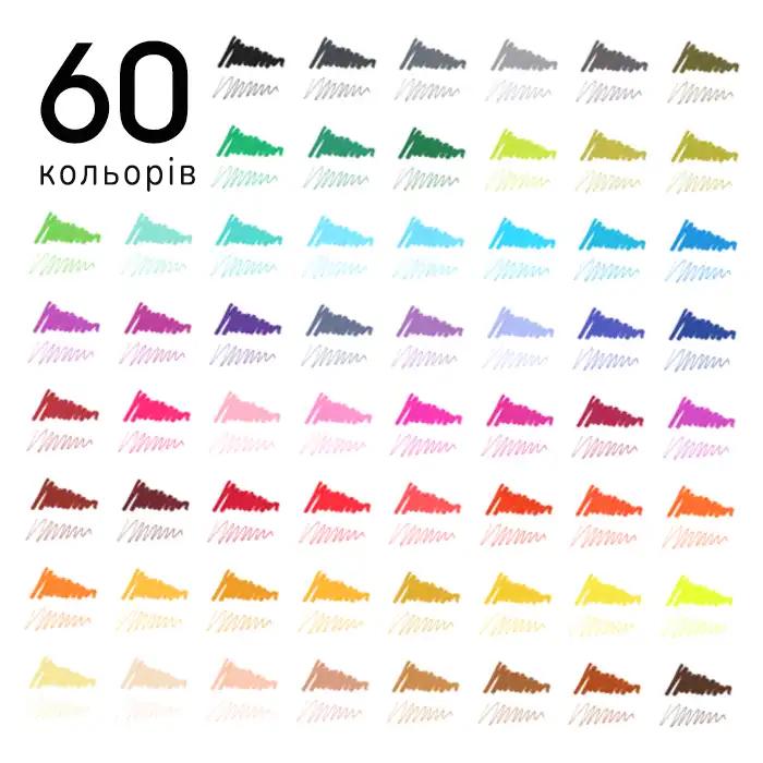 Маркеры двухсторонние акварельные для скетчинга 60 шт. - фото 3