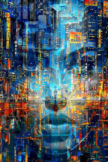 Алмазна мозаїка на підрамнику Обличчя нічного мегаполісу 50х75 см повна викладка квадратні камені