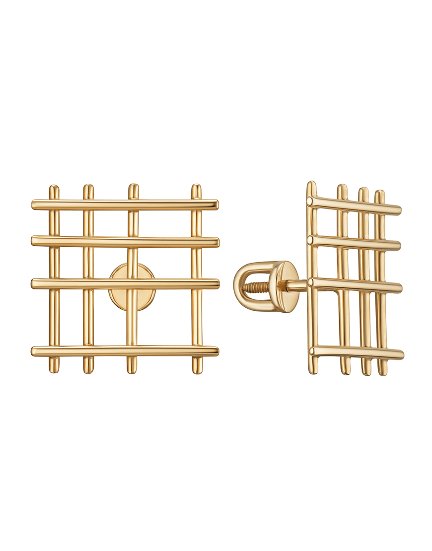 Сережки Square Grid жіночі RIMMART JEWELRY жовті One size