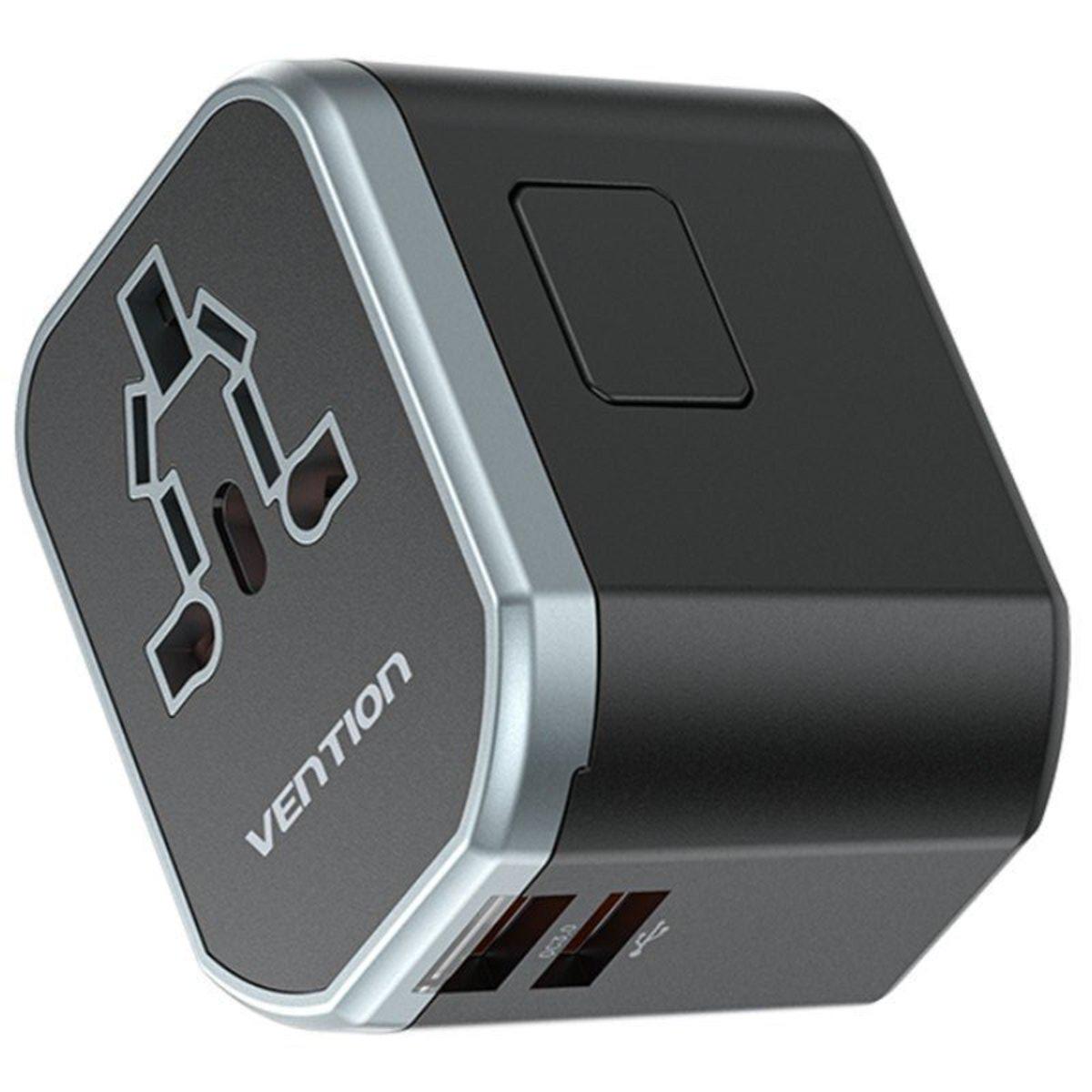 Сетевое зарядное устройство Vention 3-Port USB Universal Travel Adapter Black (FJCB0) - фото 2