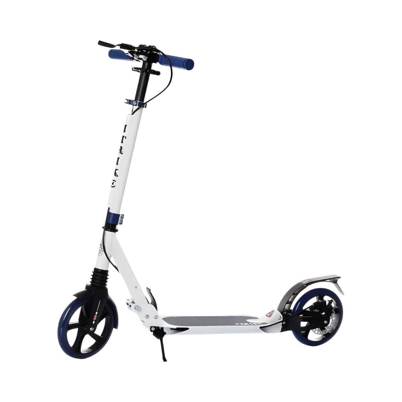 Самокат SR 2-018-11-WBL взрослый складной/дисковые тормоза/амортизаторы/замок/светоотражатель/подставка синий (25931170)