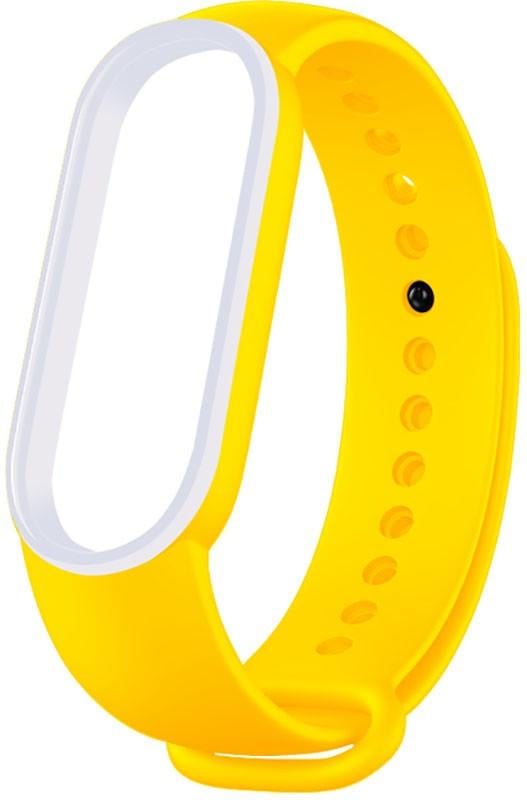 Ремінець UWatch Double Color Replacement Silicone Band Line For Xiaomi Mi Band Line 5/6/7 Yellow/White