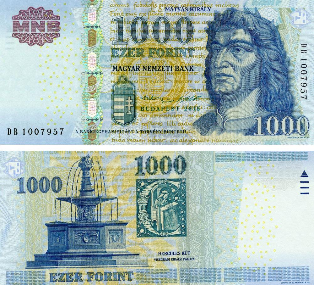Коллекционная банкнота Венгрия 1000 форинтов 2015 UNC P197e (Б05241)
