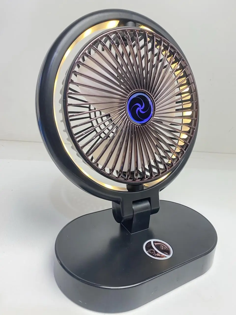 Вентилятор настільний акумуляторний із підсвіткою USB 29,5х20,5 см