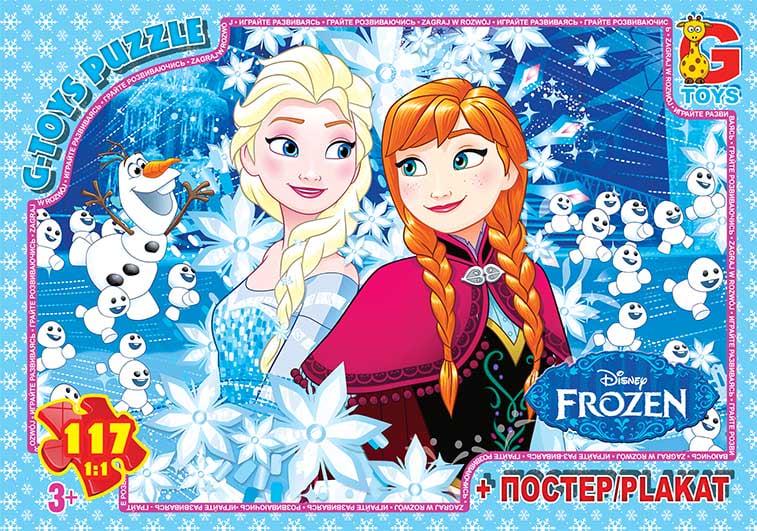 Пазл G-Toys Frozen 117 элементов с постером в коробке (111672)
