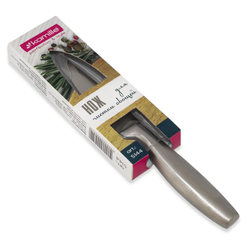 Нож кухонный для чистки овощей Kamille KM-5144 из нержавеющей стали (NA002062)