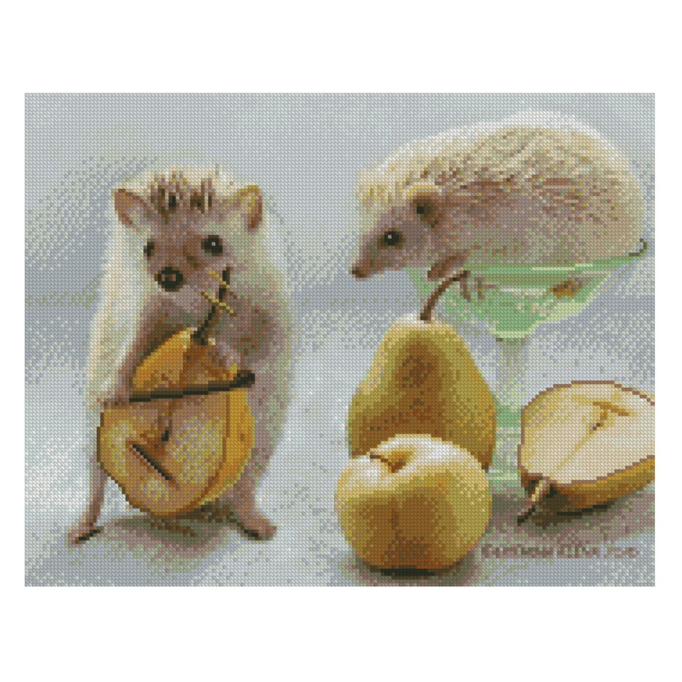 Алмазная мозаика Strateg Ежики с фруктами 40х50 см (Str-FA40830)