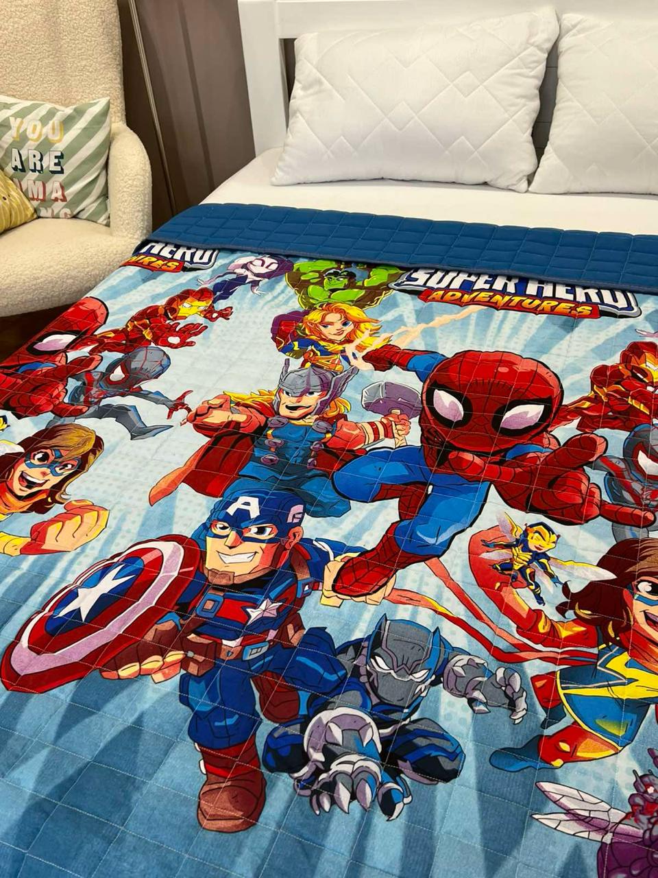 Ковдра дитяча з малюнком супергерої двостороння 150х210 см Синій - фото 4 Ковдра дитяча з малюнком супергерої двостороння 150х210 см Синій - фото 4