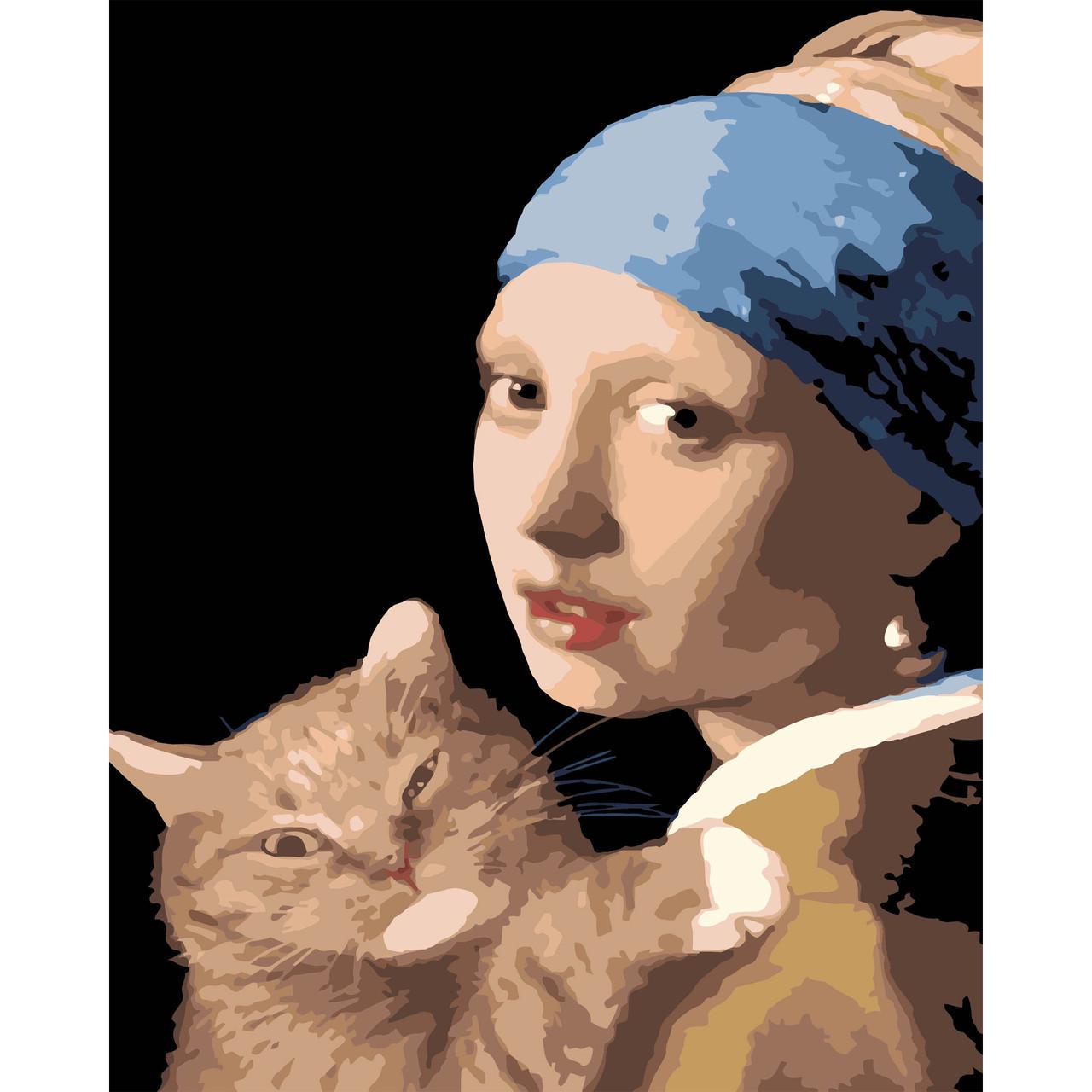 Картина за номерами Strateg Преміум Спокій удвох на чорному фоні 40х50 см (AH1155)