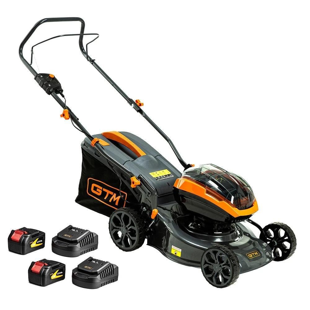 Газонокосарка акумуляторна GTM BLM42 KIT 42 см/25-75 мм/45 л/BL/18+18 В/комплект
