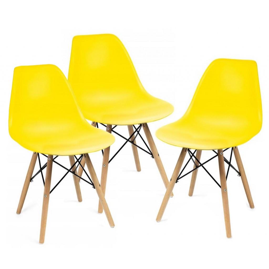 Стул для кухни обеденный Bonro В-173 FULL KD 3 шт. Желтый (47000322)