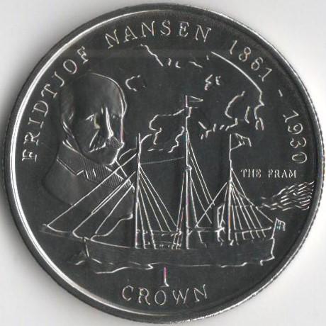 Коллекционная монета Остров Мэн 1 крона 1997 году Фритоф Нансен Корабль UNC (KM#768) Коллекционная монета Остров Мэн 1 крона 1997 году Фритоф Нансен Корабль UNC (KM#768)
