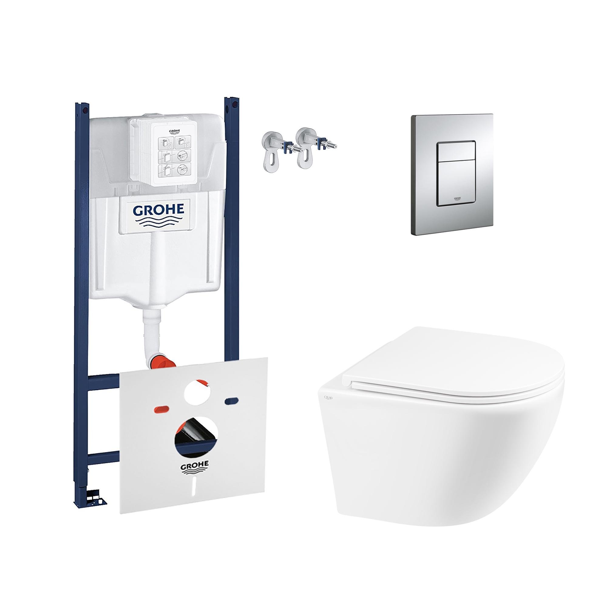 Комплект инсталляции Grohe Rapid SL 3884000GQT1333046ENRW с унитазом кнопка Хром (116321)
