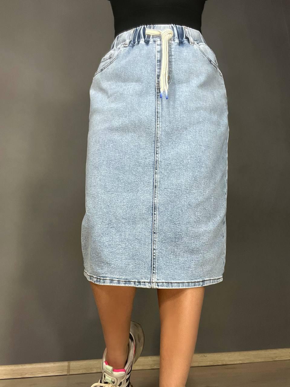 Спідниця жіноча джинсова DNL 207 резинка на талії великі розміри р. 38 Блакитний (4054) - фото 8 Спідниця жіноча джинсова DNL 207 резинка на талії великі розміри р. 38 Блакитний (4054) - фото 8