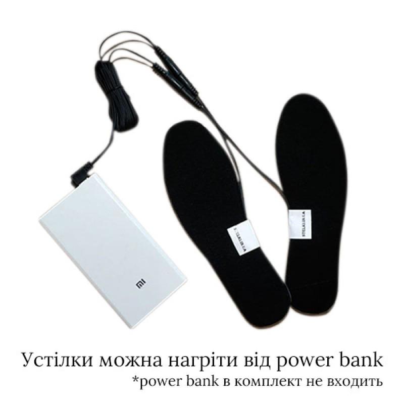 Стельки с подогревом USB от power bank и розетки тип F р. 44,5 29,5 см Черный (T-06 F №35) - фото 2