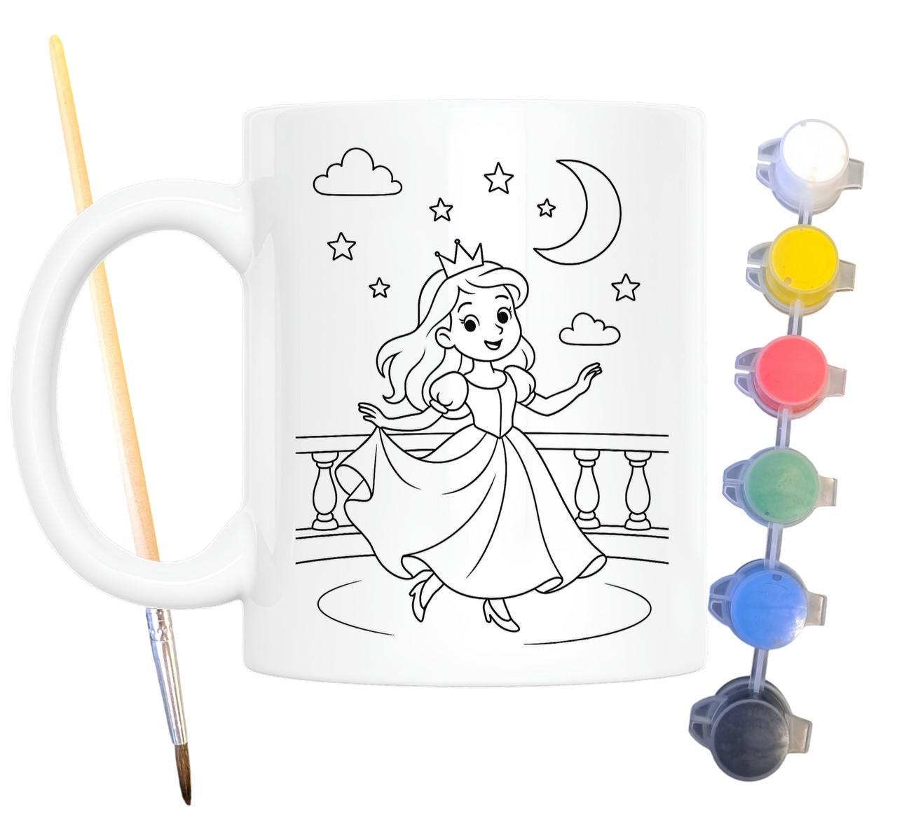 Набір для творчості кружка розмальовка Попелюшка за мотивами казки Шарля Перро 330 мл Білий (КР0131) - фото 2