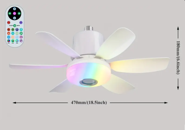 Вентилятор стельовий з підсвіткою/колонкою Bluethooth та пультом ДК 47 см Білий (28206970) - фото 2 Вентилятор стельовий з підсвіткою/колонкою Bluethooth та пультом ДК 47 см Білий (28206970) - фото 2