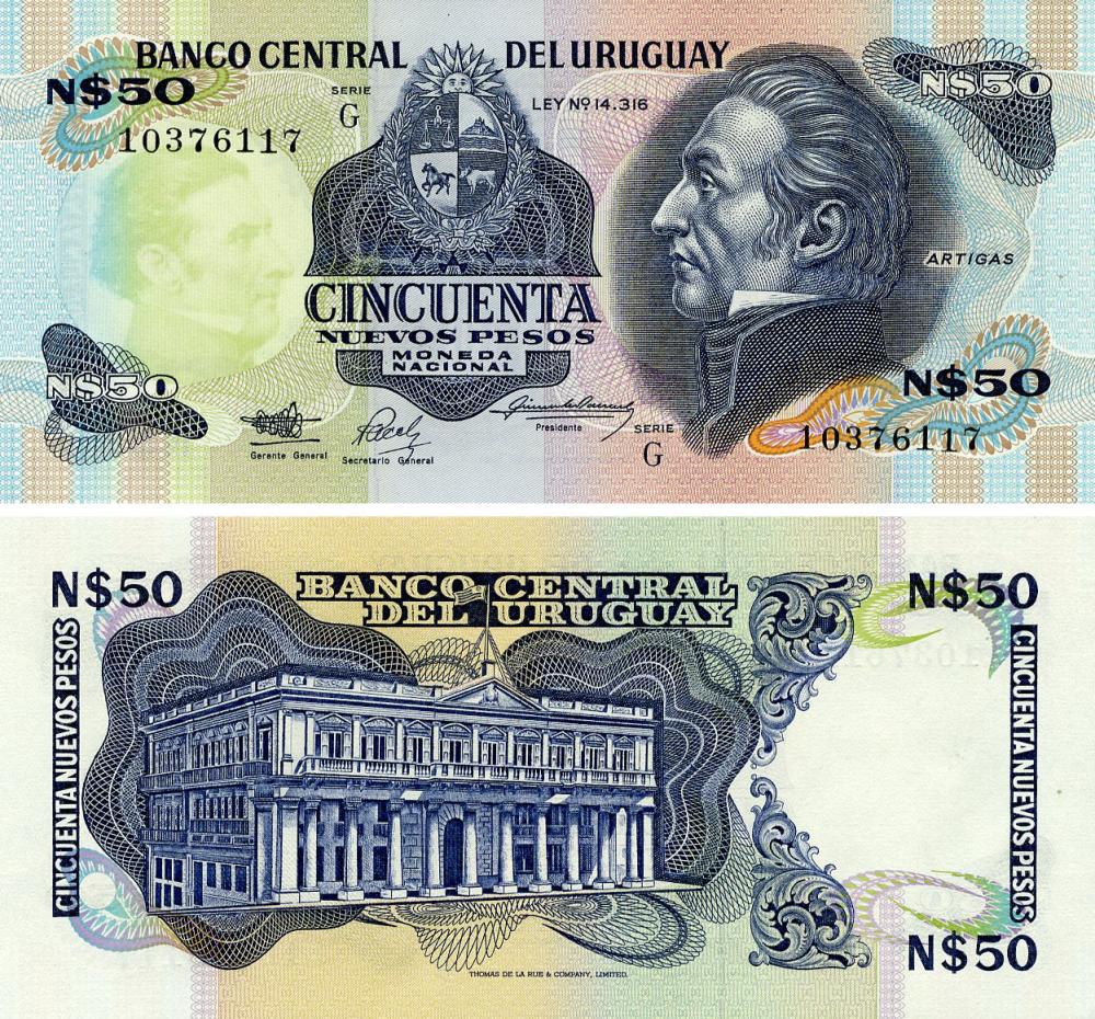 Колекційна банкнота Уругвай 50 песо 1988-1989 UNC (P61A(2)