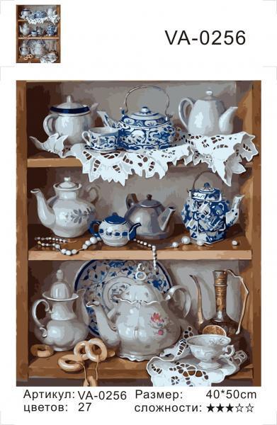 Набор для росписи по номерам Strateg Чайный сервиз 40х50 см (VA-0256-mt)