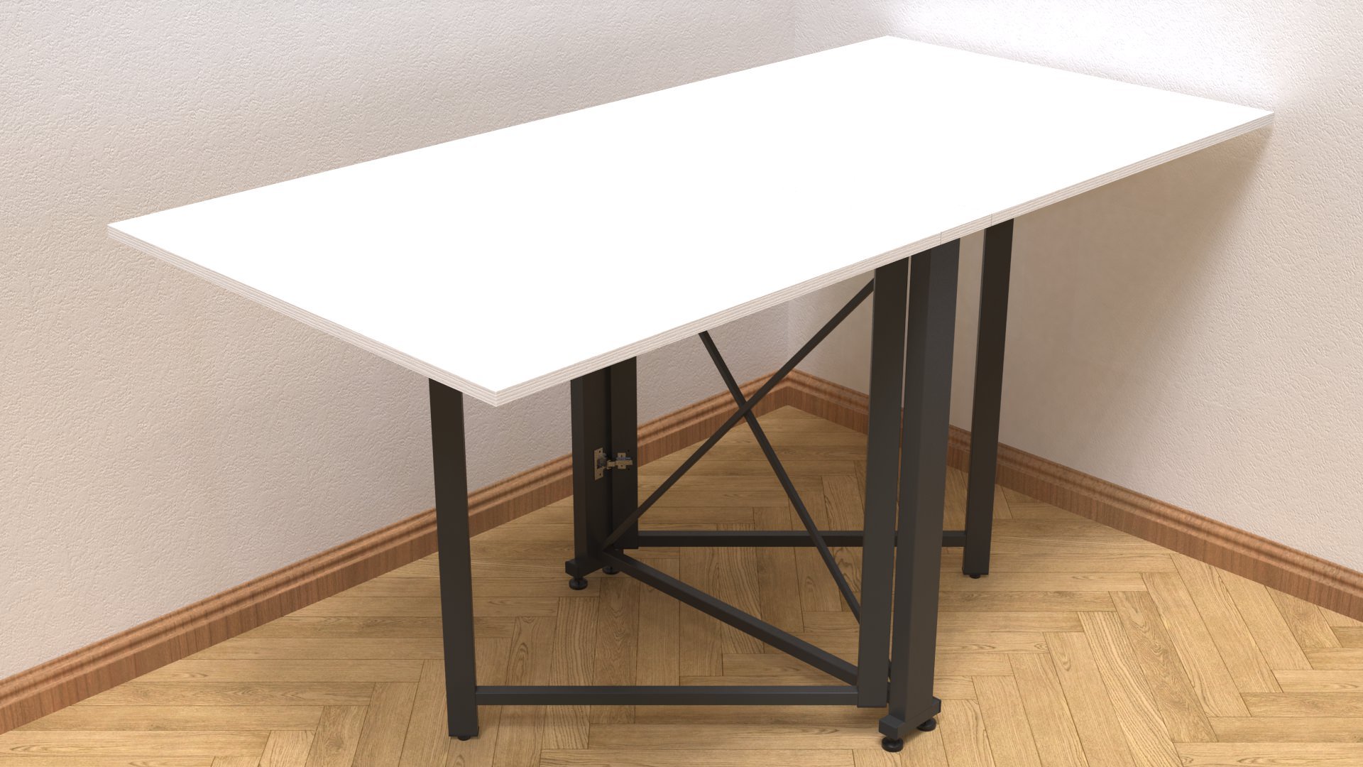 Стол-книжка трансформер Ferrum-decor Orion 2 металл/ДСП 16 мм 750x1520x730 мм Черный/Белый (ORI201)