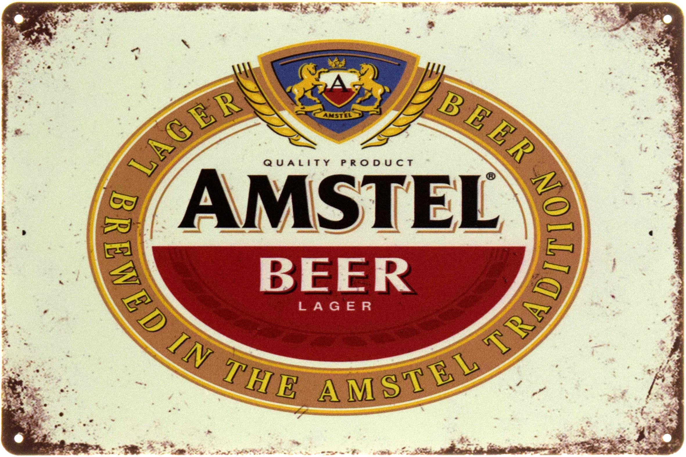Табличка металлическая "Amstel Beer Lager" 20x30 см (ms-104578)