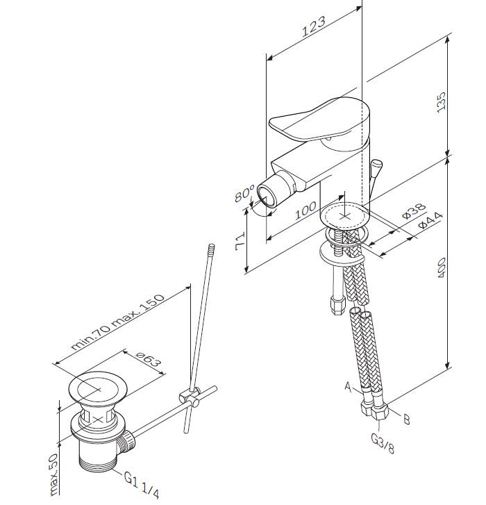 Смеситель для гигиенического душа AM.PM X-Joy на биде F85A83100 Хром (160303) - фото 2